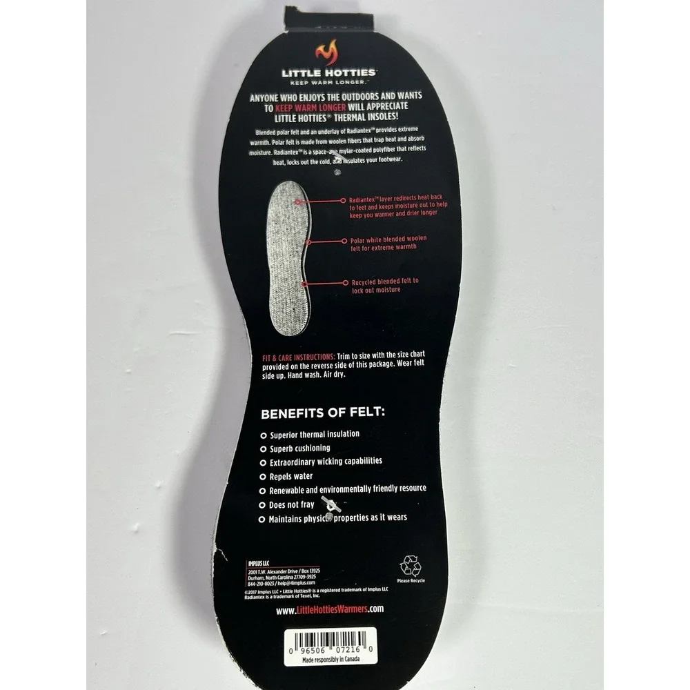 Little Hotties Thermal Insole 1 Pair Trim to Size Dry Feet for Boots NEW‎